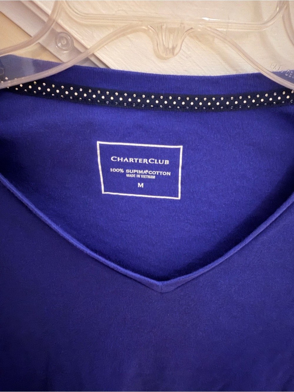 Ladies Size Medium "Charter Club" Long Sleeve V-Neck Top - Cobalt Blue GUC - Picture 2 of 6